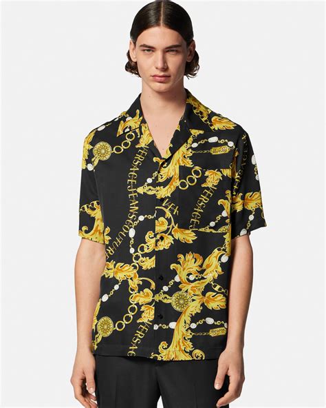 versace chain block shirt|Versace Jeans Couture Chain Couture Shirt for Men .